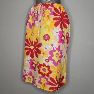 Floral Midi Skirt in Red, Pink, and Yellow